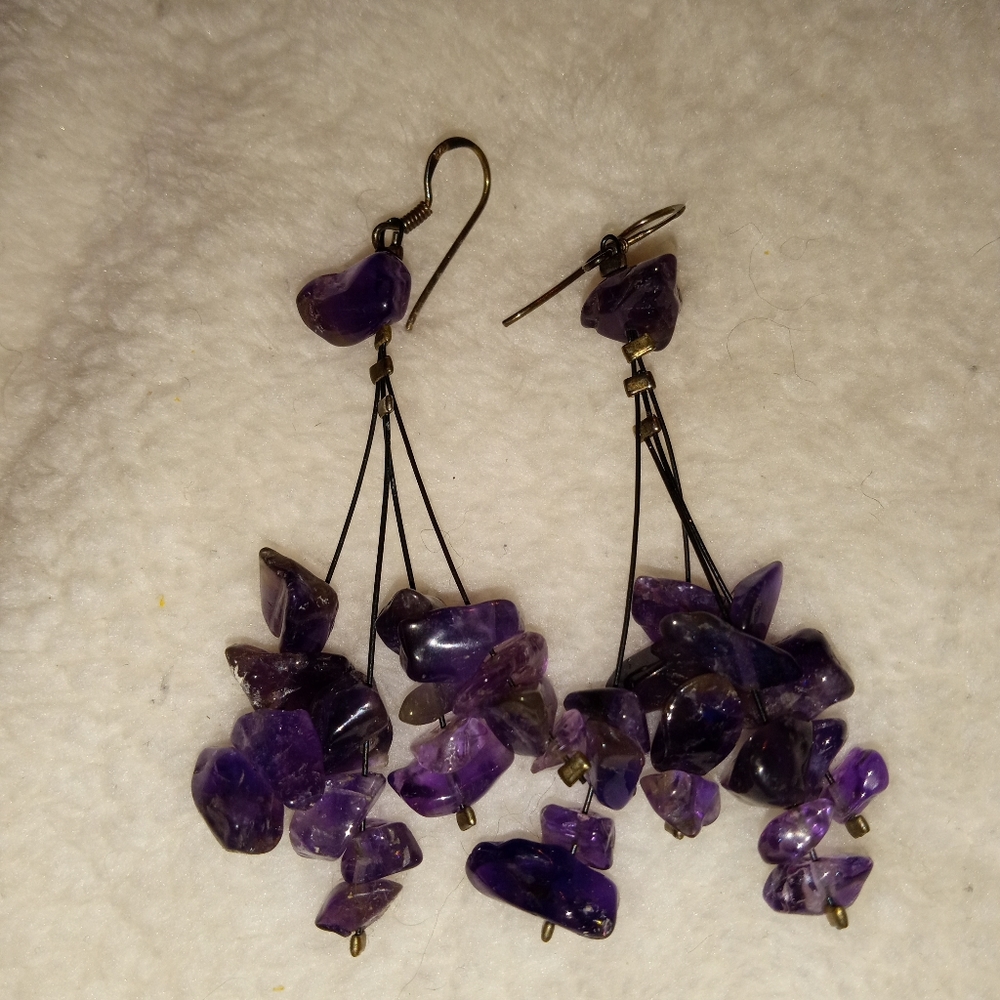 COPY - Amethyst Stone dangle earrings